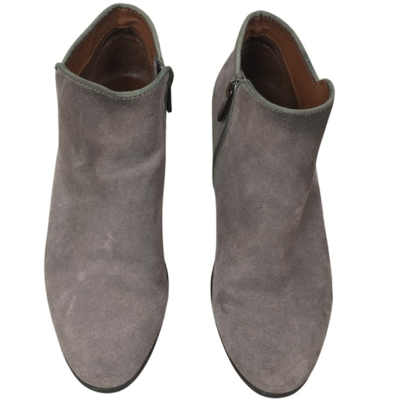 Crown Vintage Women’s Nude Suede Natural Low Heeled Ankle Boot Round Toe Booties - Picture 4 of 16